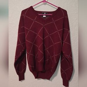 Givenchy Mens Red Argyle Sweater